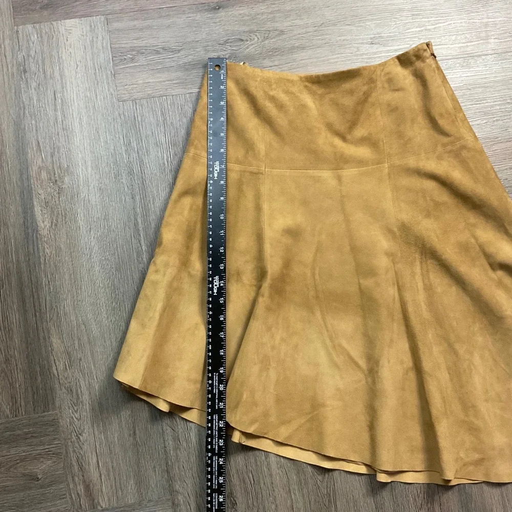 Vintage Y2K Armani‎ Exchange Genuine Suede Asymmetrical Hem Skirt 4 Camel Tan